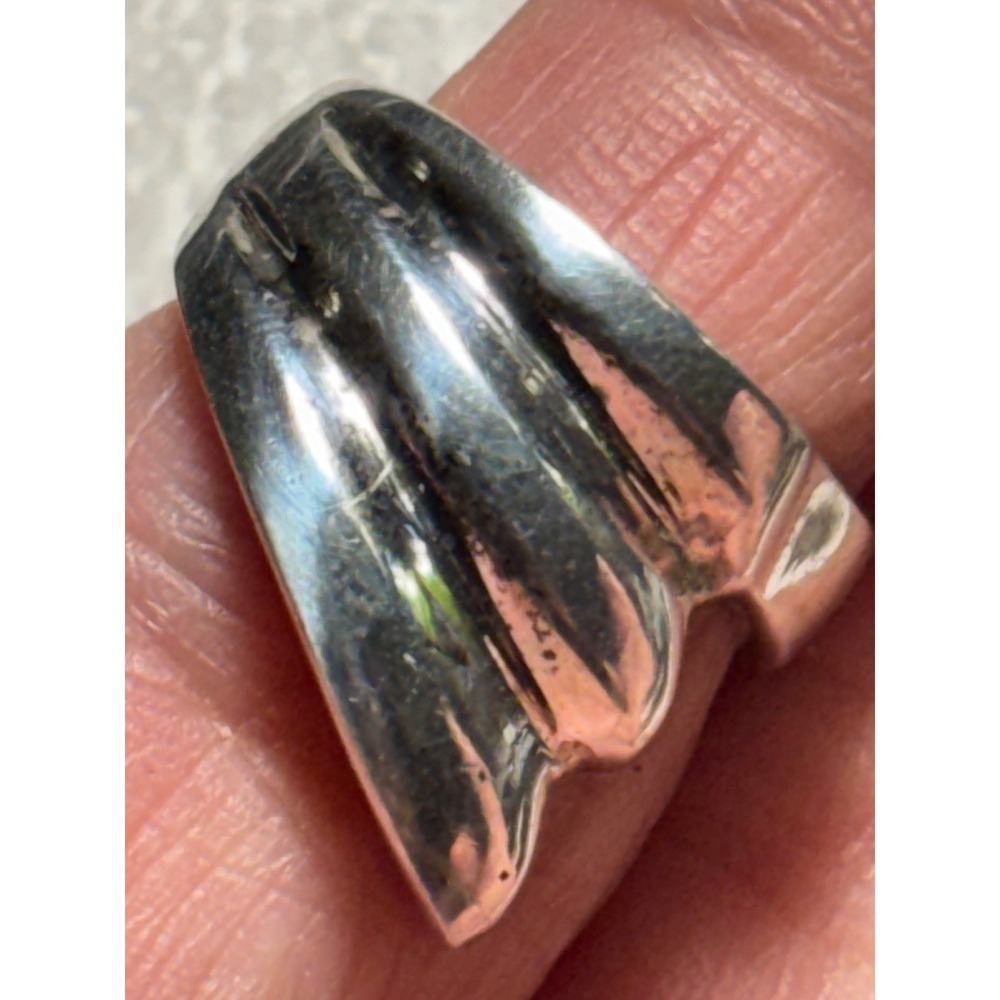 Vintage 925 Sterling Silver Modernist Ribbed Ring Size 6 Heavy 9.6g